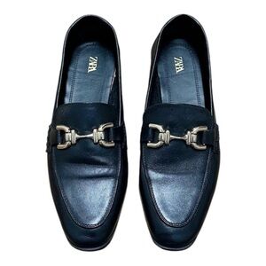 Zara leather black loafers